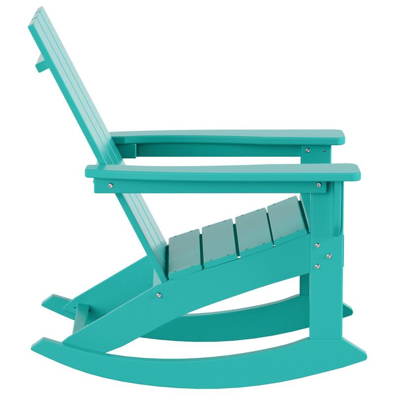 Shoreside Modern Eco-Friendly All Weather Poly Adirondack Rocking Chair with Side Table (2-Piece Set)