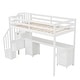 preview thumbnail 7 of 32, Twin Size Loft Bed Frame with Built-in Desk and Double Storage Drawers