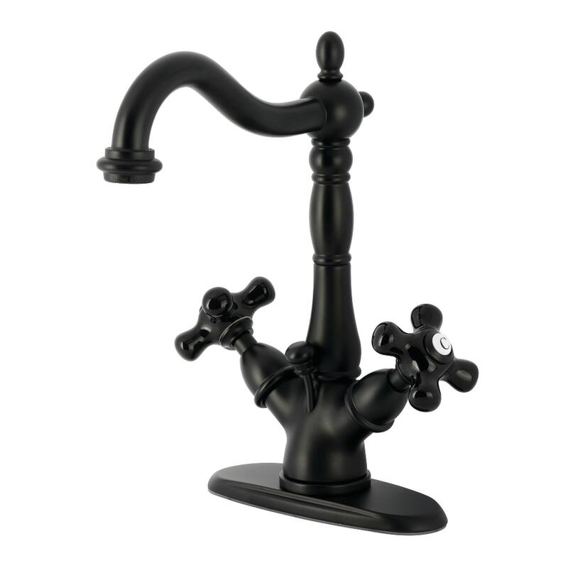 Kingston Brass Duchess Double-Handle 4" Centerset Bathroom Faucet with Brass Pop-Up - Matte Black