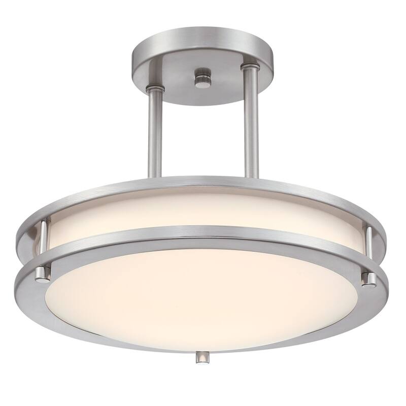 Westinghouse Lighting Lauderdale 12 Inch 15 Watt LED Indoor Semi Flush Mount Ceiling Fixture with Color Temperature Selection - Brushed Nickel