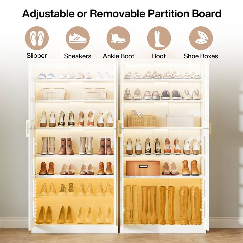 78-Inch Tall Shoe Cabinet with Acrylic Doors and Led Lights