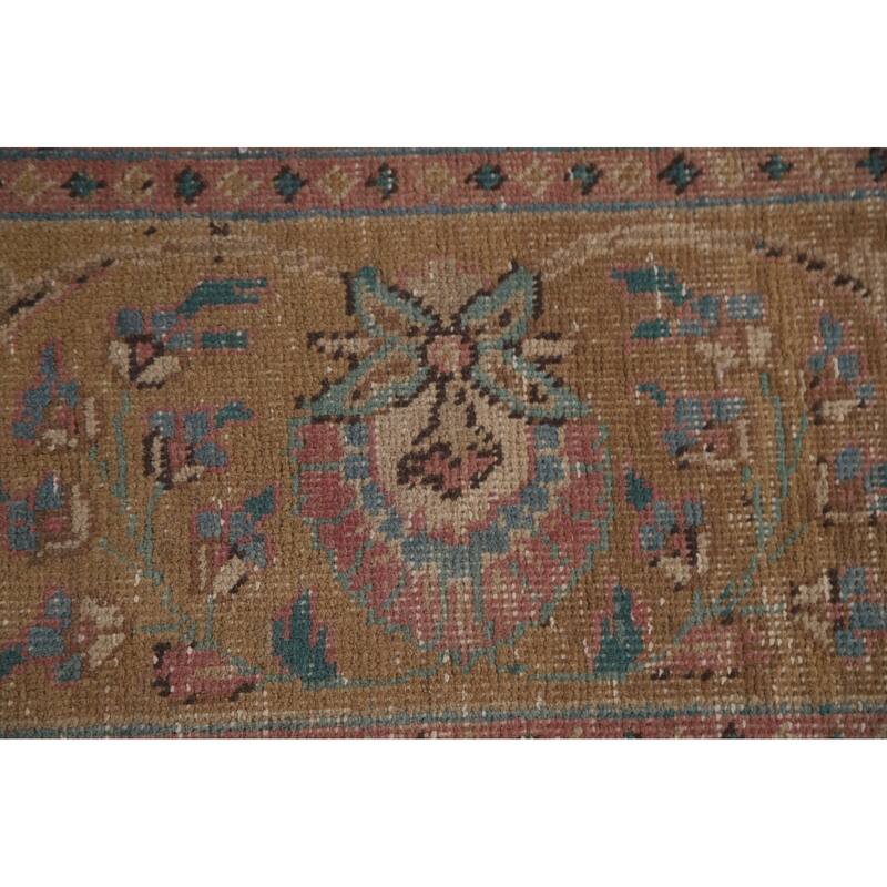 Hand Knotted Oriental 100% Wool Carpet Traditional All-Over Pink Tabriz Area Rug - 12' 8'' X 9' 7''