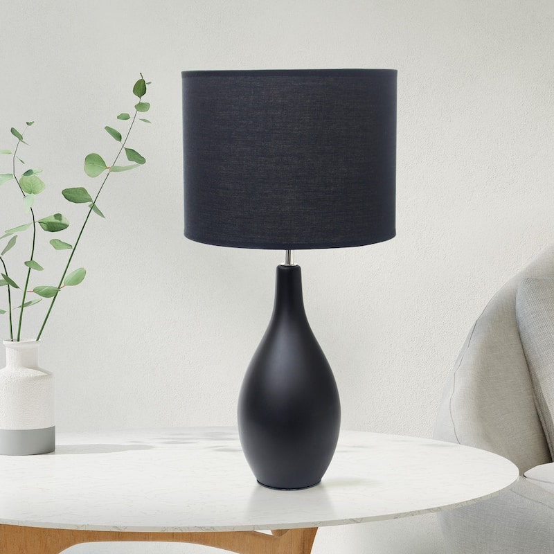 Traditional Dewdrop Table Lamp with Drum Shade - 18.25" - Black