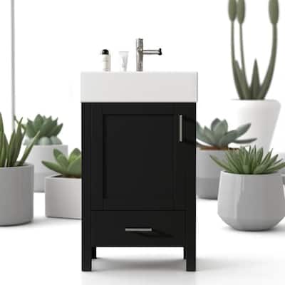 Small Bathroom Vanity 20 Inch with Sink, Solid Wood Cabinet, 1 Drawer 1 Door Storage, Freestanding, Modern Design