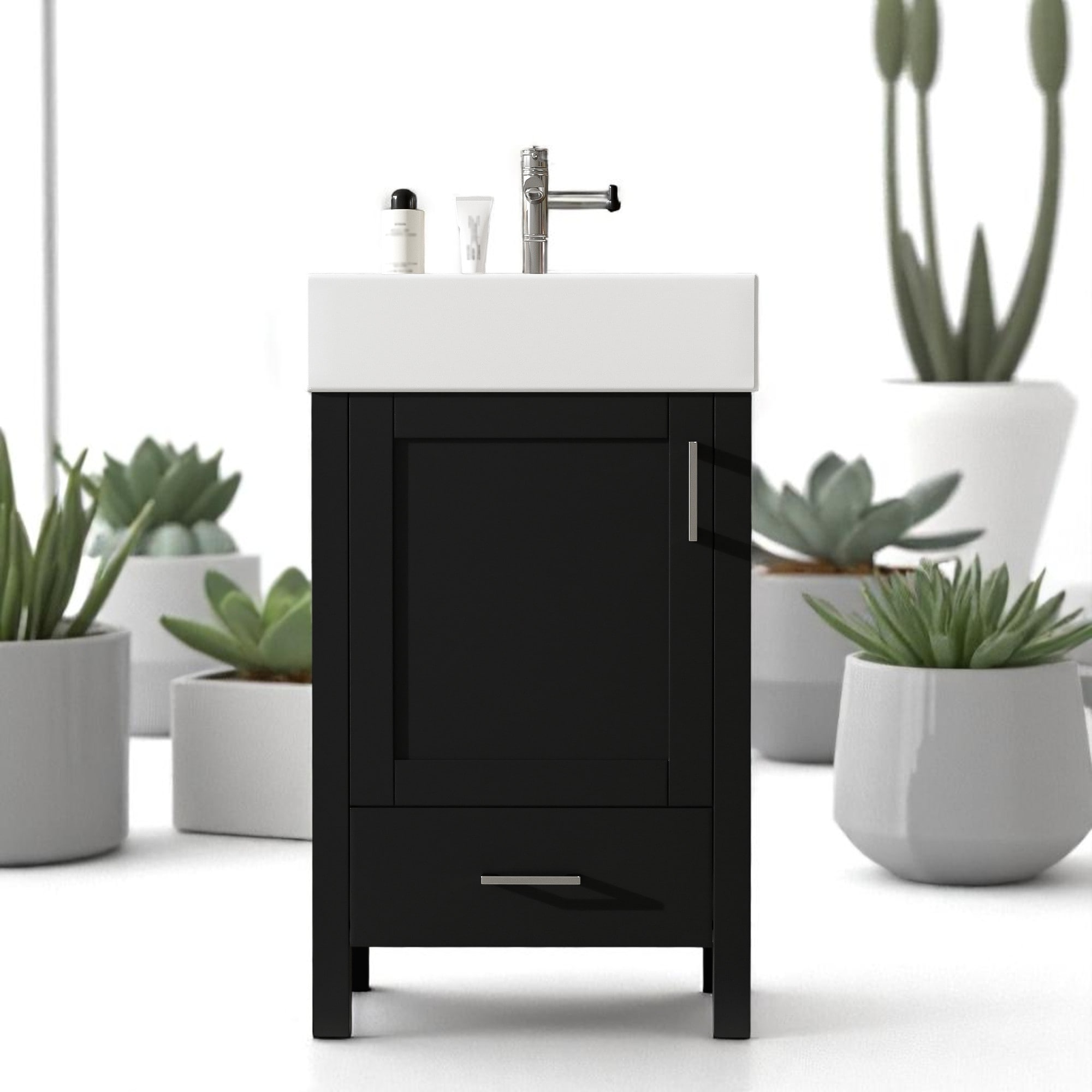 Small Bathroom Vanity 20 Inch with Sink, Solid Wood Cabinet, 1 Drawer 1 Door Storage, Freestanding, Modern Design