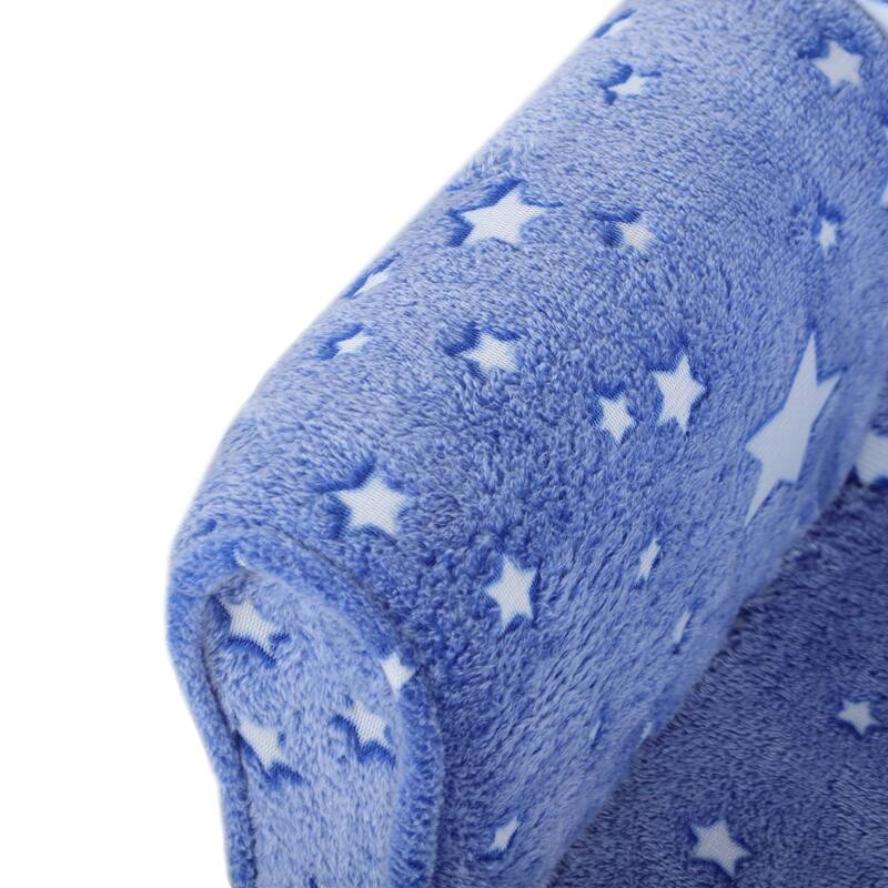Blue Kids Sofa with Glow in the Dark Stars and Foam Cushion Wooden Frame for Toddlers 18-36 Months - 19.7" W x 15.4" D x 17.3" H