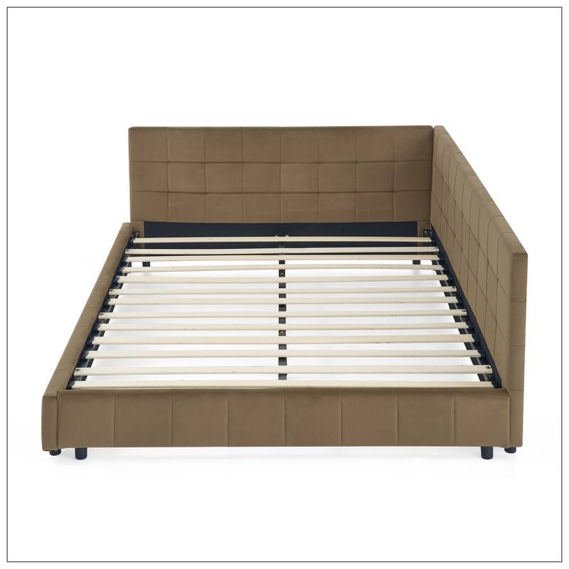 Queen Size Upholstered Tufted Bed Frame for Bedroom
