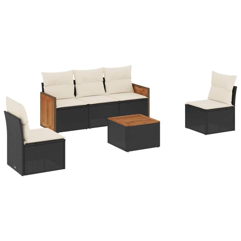 vidaXL Patio Sofa Set with Cushions Outdoor Conversation Furniture Poly Rattan