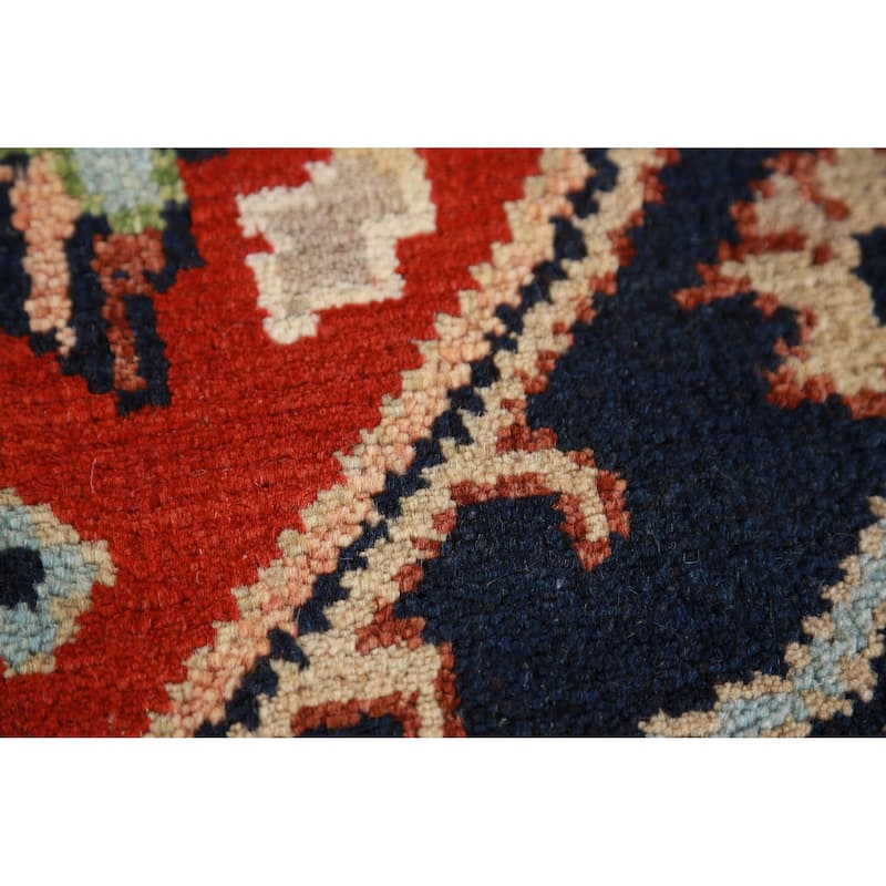 Hand Knotted Oriental 100% Wool Carpet Traditional All-Over Navy Blue & Blues Heriz (serapi) Area Rug - 12' 0'' X 9' 1''