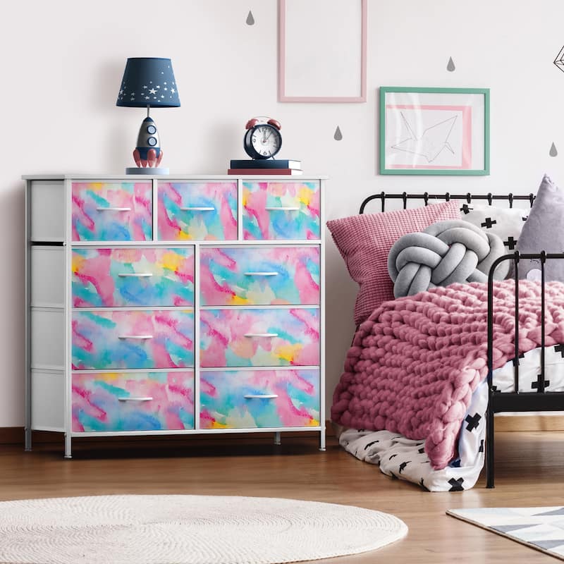 Modern Color Print 9-cubby Storage Tower