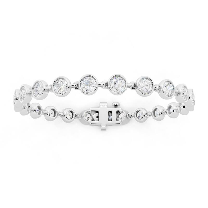 Auriya 14K Gold Round Lab Grown Diamond Station Tennis Bracelet 4 2/5 ct. tw. (E-F VS) - White