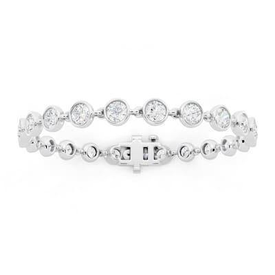 Auriya 14K Gold Round Lab Grown Diamond Station Tennis Bracelet 4 2/5 ct. tw. (E-F VS)