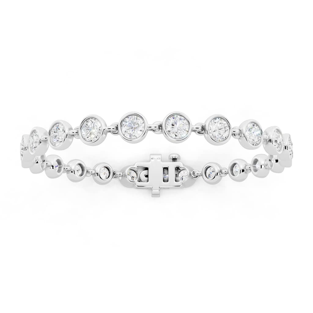 Auriya 14K Gold Round Lab Grown Diamond Station Tennis Bracelet 4 2/5 ct. tw. (E-F VS)