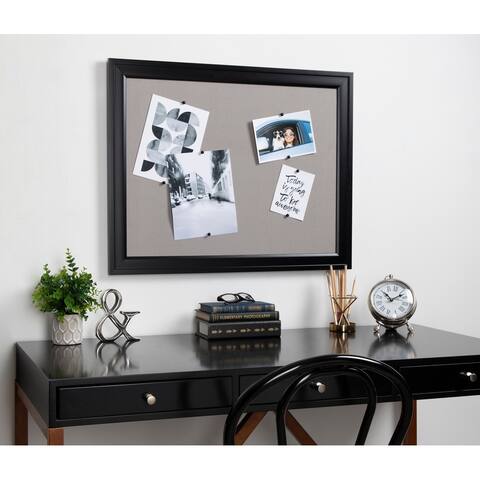 DesignOvation Bosc Framed Gray Linen Fabric Pinboard