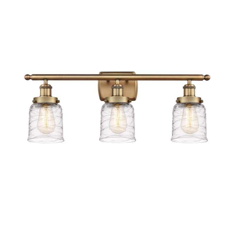 Innovations Lighting 916-3W-12-26 Bell Vanity Bell 3 Light 26" Wide - Brushed Brass / Deco Swirl