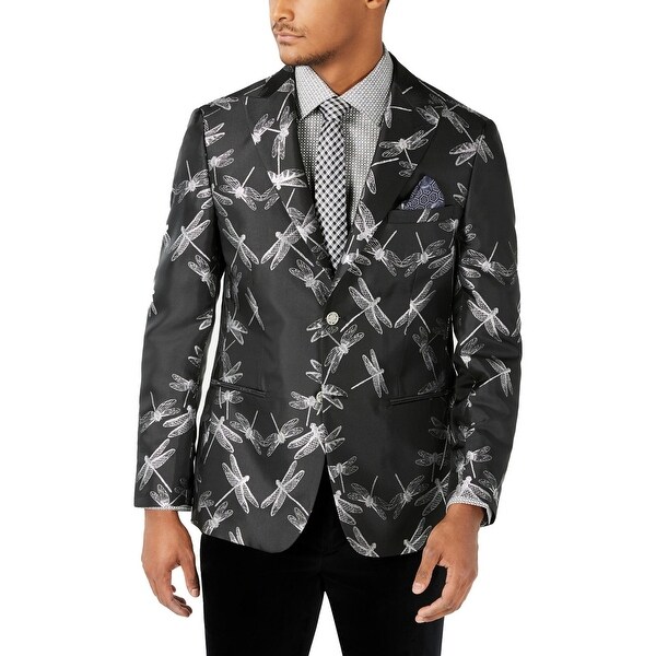 Tallia Mens Vanya Sportcoat Metallic Print - Black/Silver. Opens flyout.
