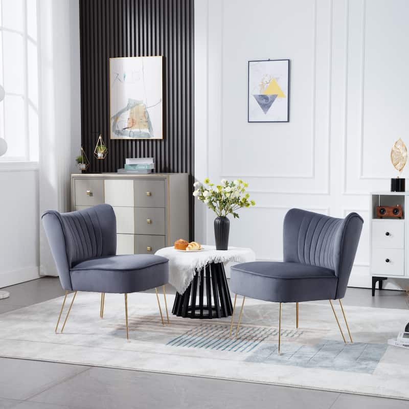 Modern 26.8" Upholstered Accent Chairs with Metal Leg for Living Room (Set of 2)