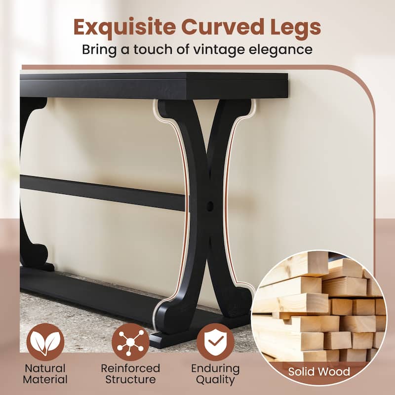 Gymax Narrow Console Table Vintage Accent Sofa Table w/ Open Storage