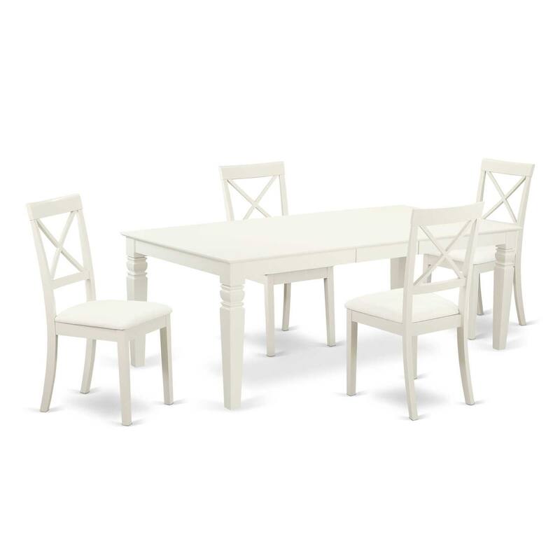 Dining Room Set 5 Piece Table & Chairs Linen White Mountain Lodge Style