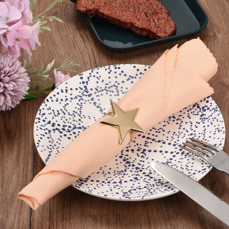 Napkin Rings, 6pcs 40mm Inner Diameter Alloy Star Napkin Buckles, Gold Tone