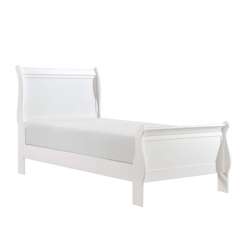 Twin Size Wood Panel Bed with Traditional Sleigh Design