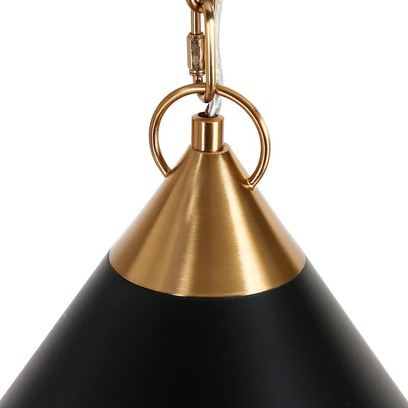 Modern 1-Light Black Gold Cone Pendant Light for Kitchen Island Dining Room - D 11.8'' x H 72.8" Max
