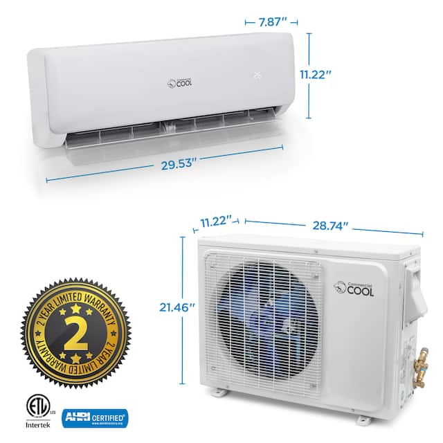 12,000 BTU Cooling, 12,500 BTU Heating Split Air Conditioner - 220V