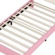 preview thumbnail 8 of 34, Cute Girl Princess Bed with Crown Headboard, PU Upholstered Platform Bed, Wood Panel Bed Low Profile Bed