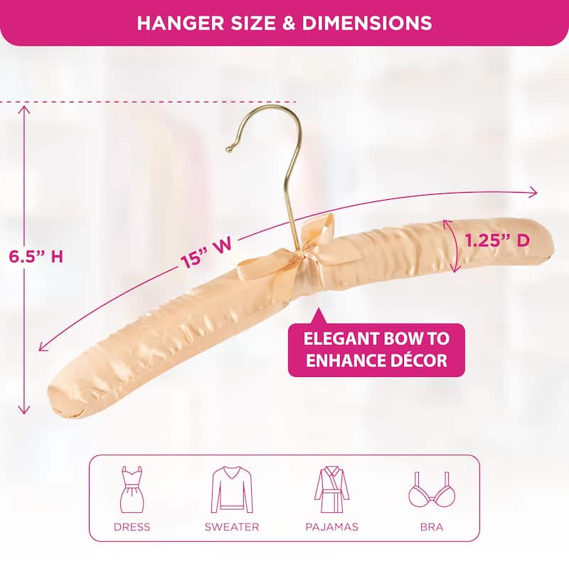 Padded Hangers Premium Heavy Duty Satin Anti Slip - Earthtone, Set of 12