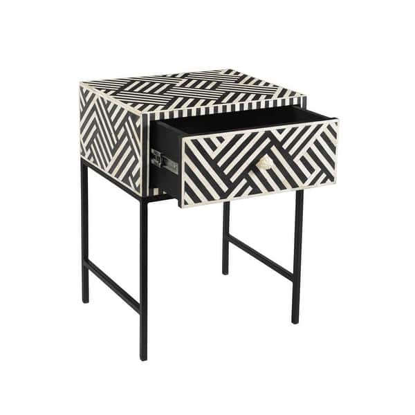 The Curated Nomad Kasitor 1 Drawer Bone Inlay Side Table Overstock 30334295