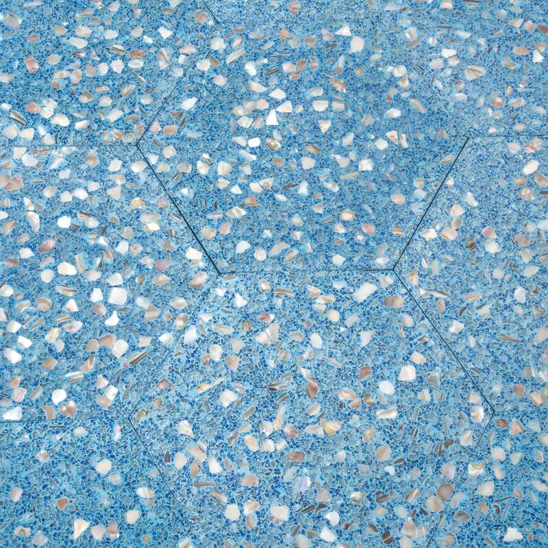 Amalfi 9x8 in. Glossy Shell, Terrazzo Hexagon Wall and Floor Tile (1.8 sq ft/case, 5-Pack)