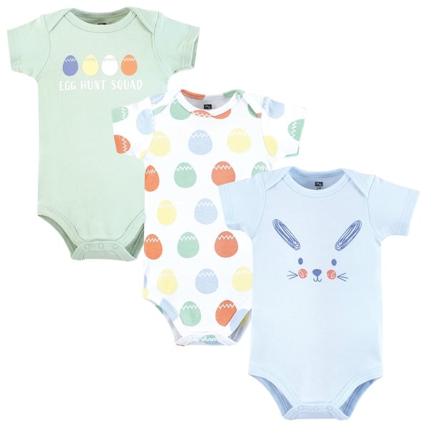 slide 1 of 1, Hudson Baby Unisex Cotton Bodysuits, Egg Hunt 0-3 Months - Egg Hunt