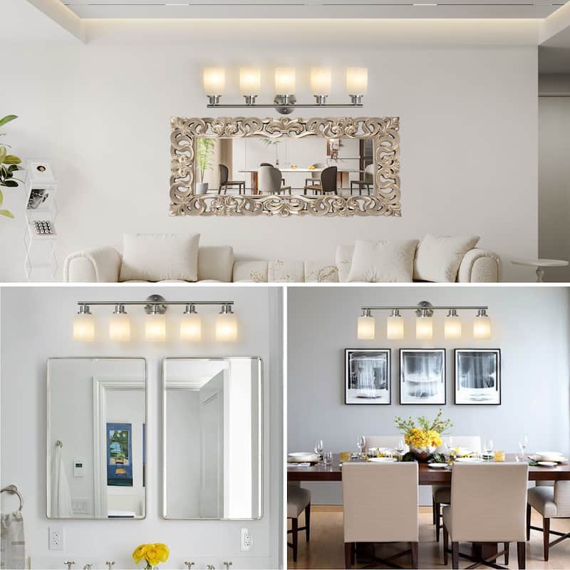 Bathroom Vanity Light 4/5/6-Light Nickel Finish Fixture - 4-Light