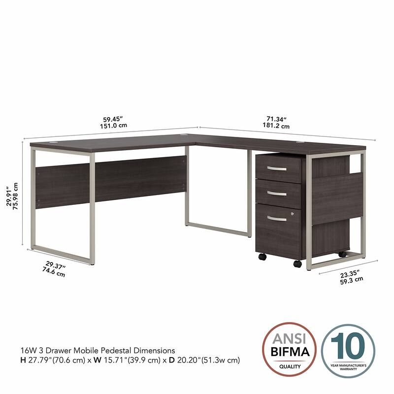 Hybrid 60W L Shaped Table Desk with Drawers by Bush Business Furniture