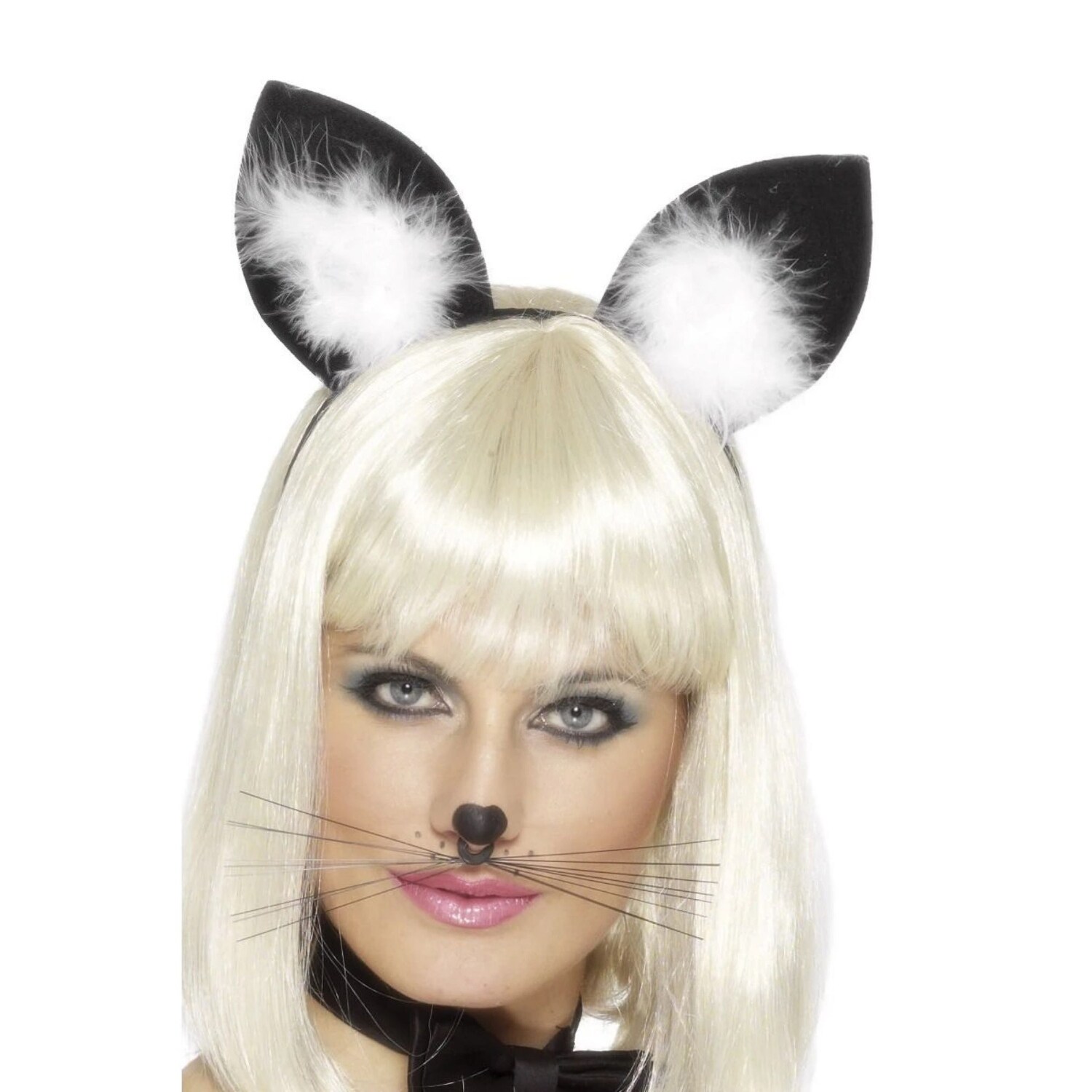 Shop 24 Black And White Cat Ears Women Adult Halloween Headband