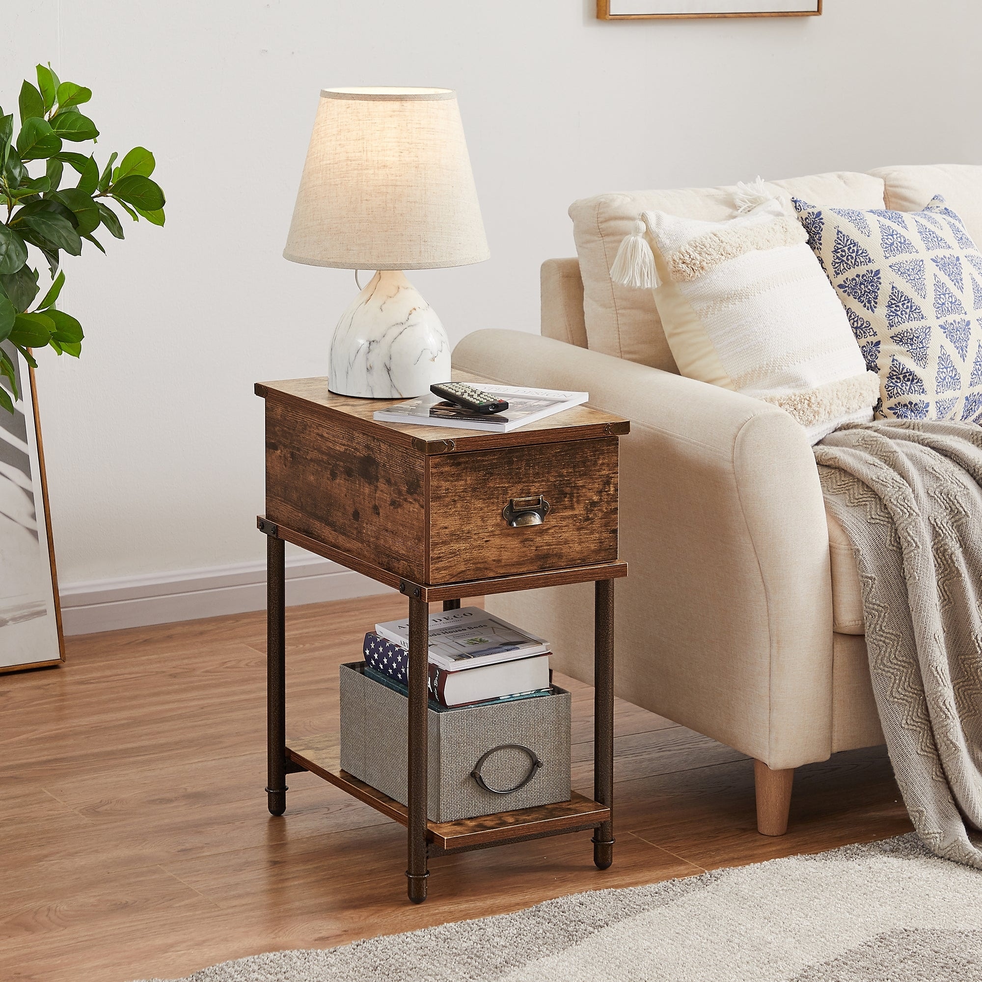 Narrow nightstand online with drawer