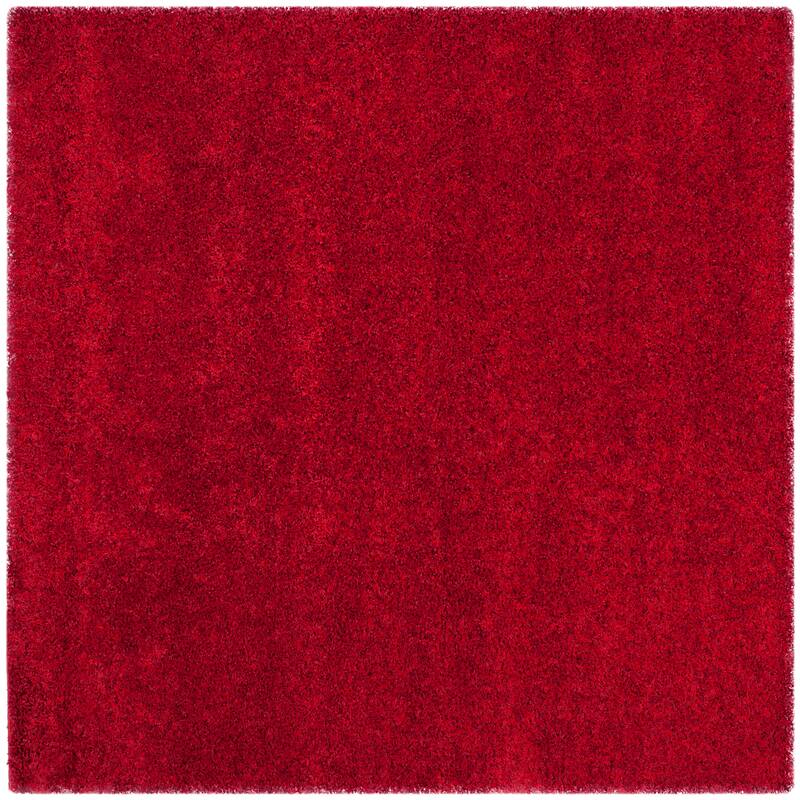 SAFAVIEH California Premium Shag Izat 2-inch Thick Area Rug - 6'7" Square - Red