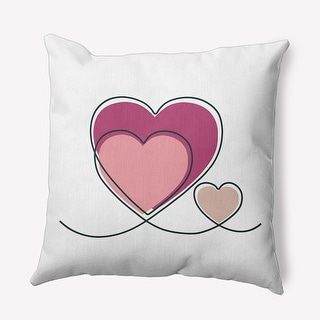 Hearts With Outlines Valentines Day Accent Pillow