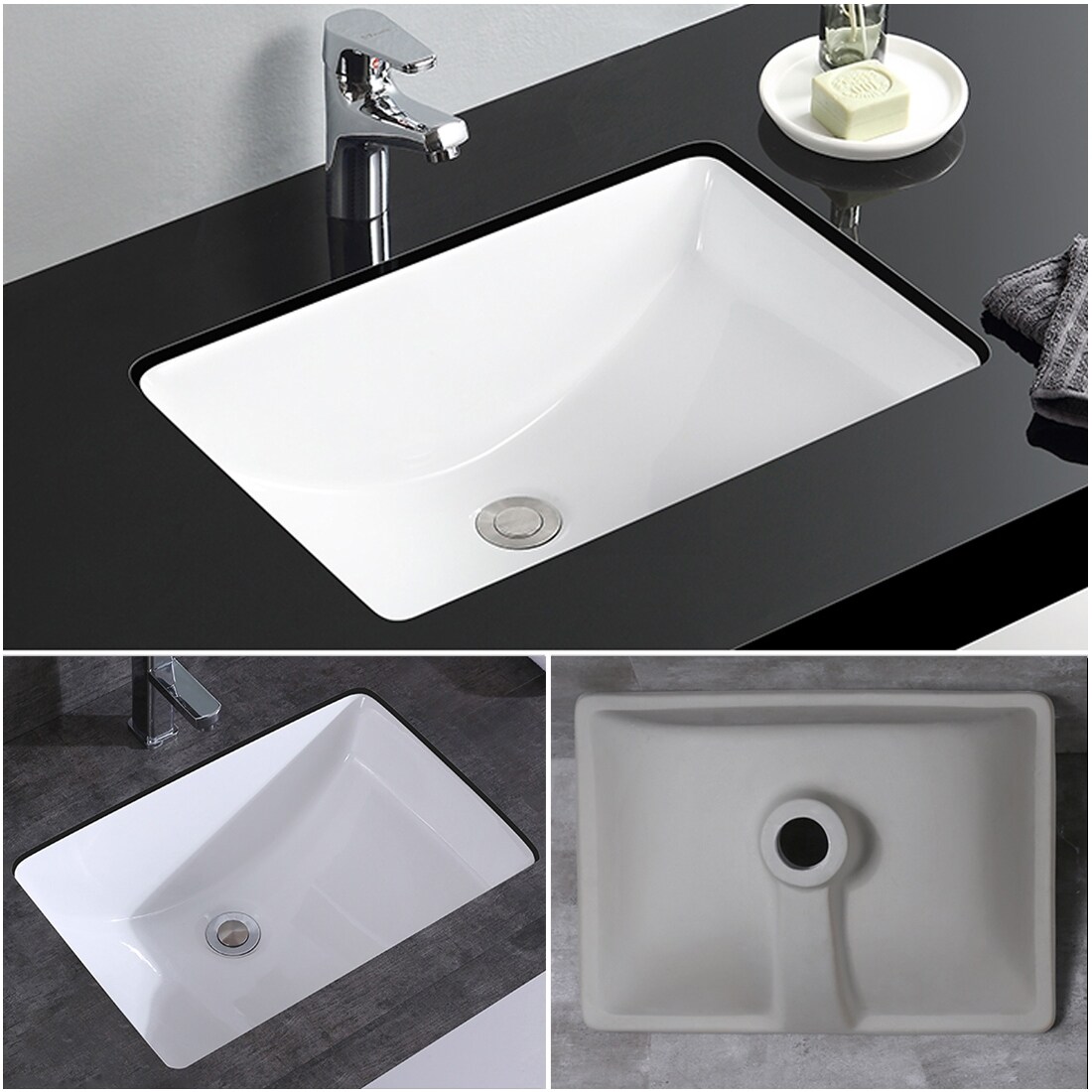 CB HOME 20'' x 14'' Undermount Bathroom Vanity Sink, Rectangle