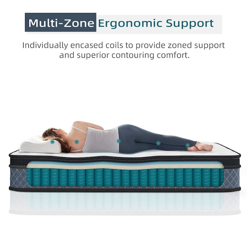 14-inch Medium Firm Gel Memory Foam Mattress with Pocket Spring Hybrid Mattress