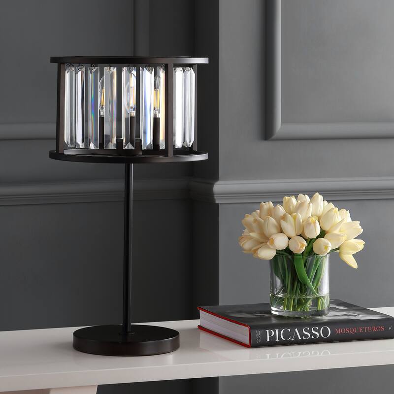 Stork 21.5" Metal/Crystal LED Table Lamp, Oil Rubbed Bronze/Crystal by JONATHAN Y