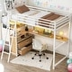 preview thumbnail 1 of 11, Twin Loft Bed with Desk, Drawers, and LED Lights White