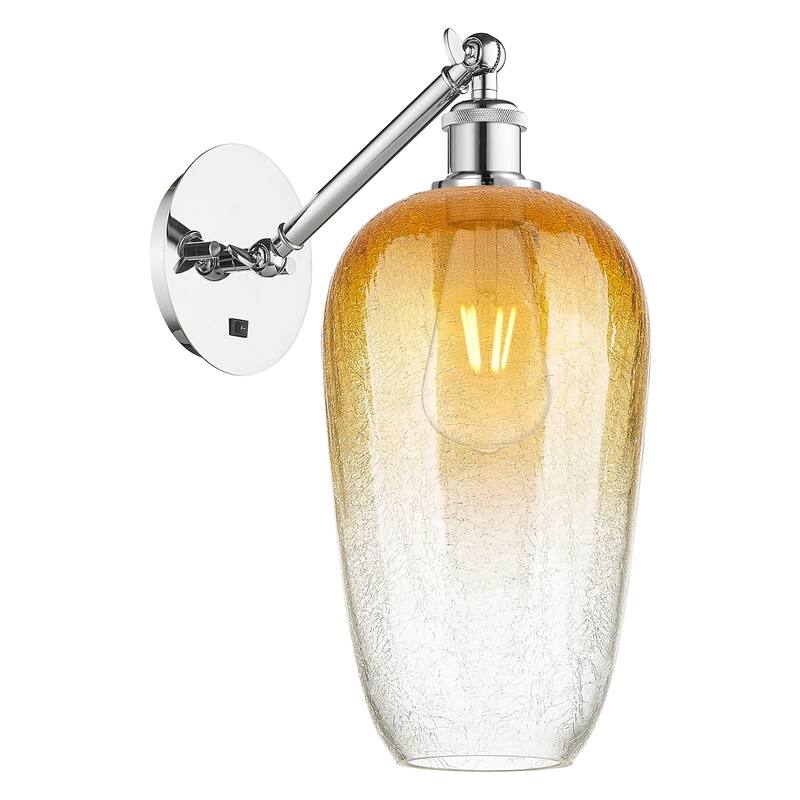 Innovations Lighting 317-1W-15-7 Brookhaven Flute Sconce Brookhaven - Polished Chrome / Amber