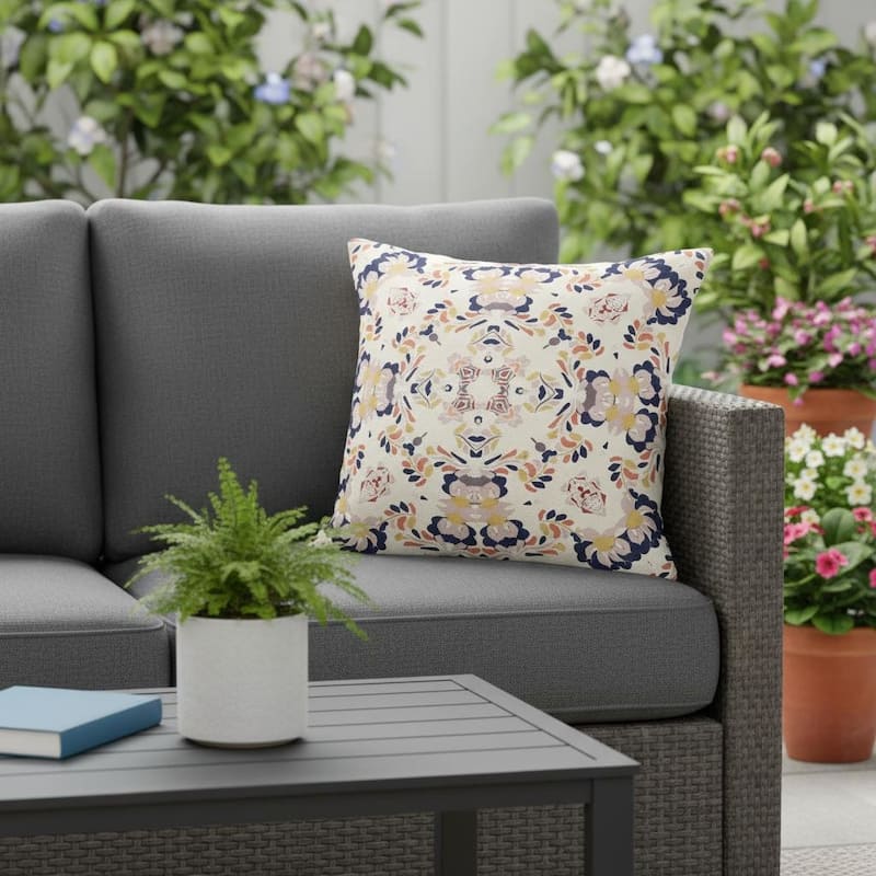HomeRoots Set of Two 16" X 16" Blue and White Blown Seam Eclectic Indoor Outdoor Throw Pillow - 16.00' X '16.00' X '5.00 - Blue/White - 16.00' X '16.00' X '5.00