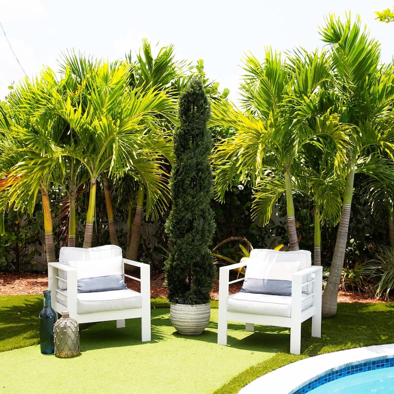 Double Pond Cypress Spiral Artificial Topiary Tree - 7'