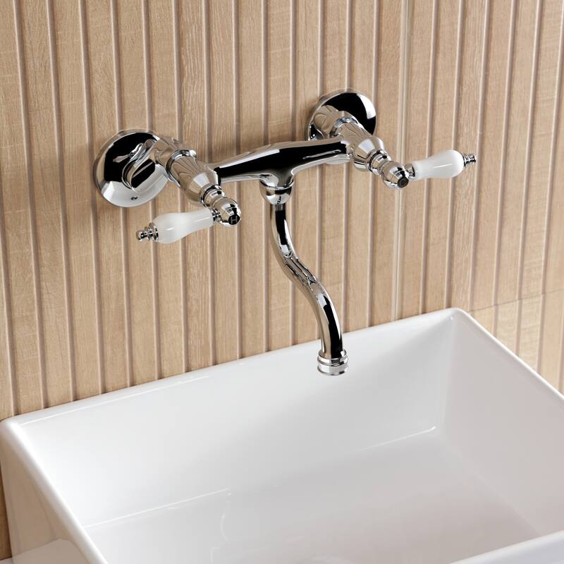 Kingston Brass Kingston Two-Handle 2-Hole Wall Mount Bathroom Faucet