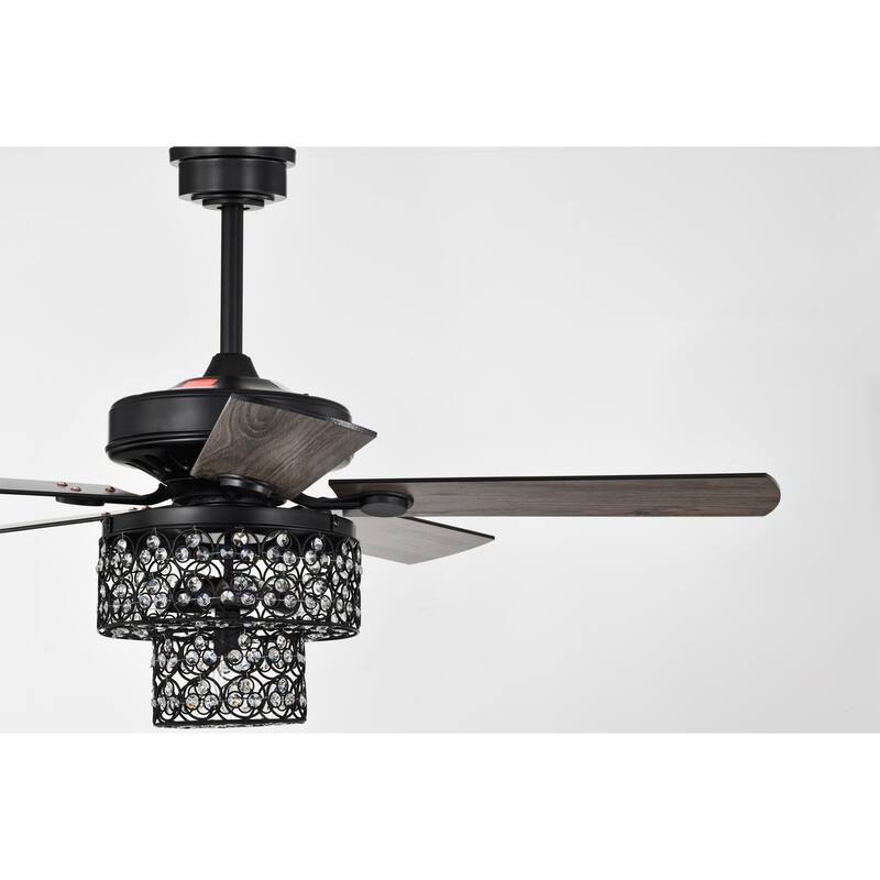 Hasna 29 Inch Modern-Contem Style Matte Black Oil rubbed Finish Crystal Ceiling Fan with Remote