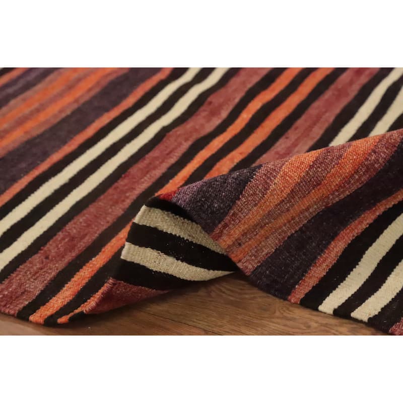 Hand Woven Oriental 100% Wool Carpet Southwestern Geometric Oranges & Rust Kilim Area Rug - 9' 8'' X 4' 10''