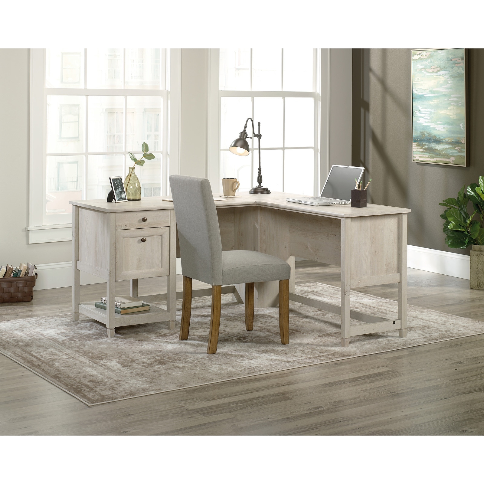 Cream l hot sale shaped desk