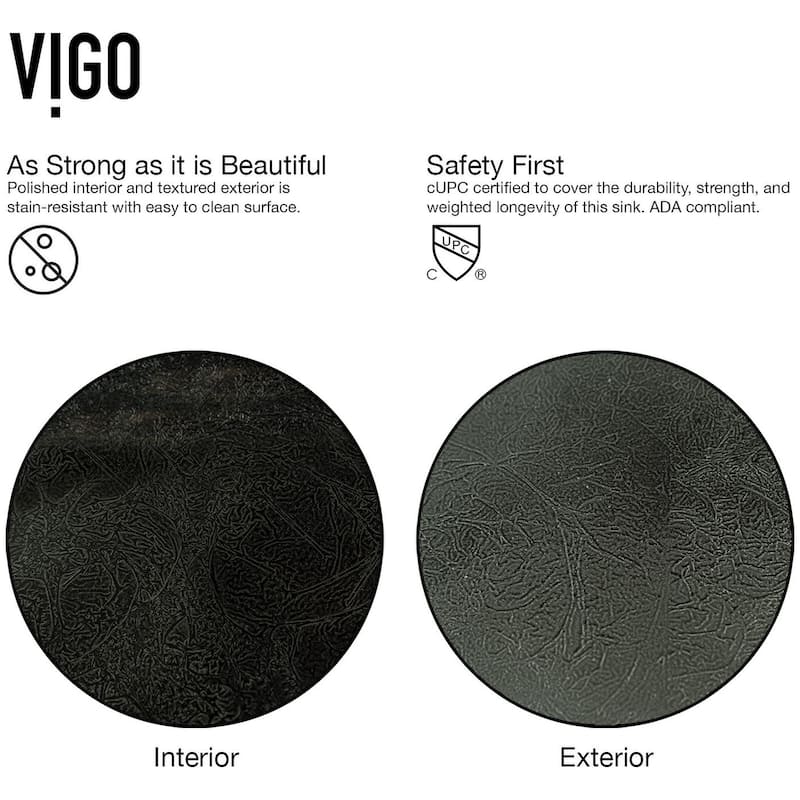 Vigo Onyx 13" Glass Vessel Bathroom Sink with 1.2 GPM Duris Deck